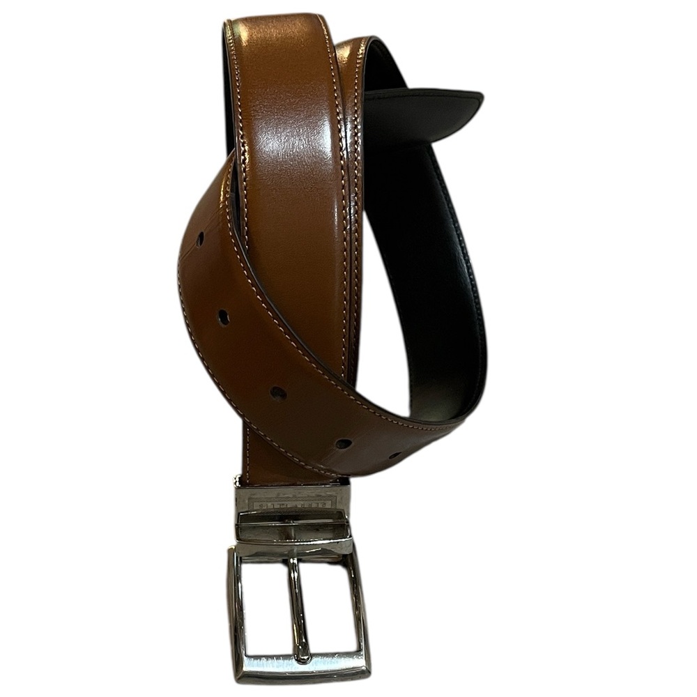 PERRY ELLIS AMIGO REVERSIBLE BELT BROWN OR BLACK WITH SILVERTONE BUCKLE SIZE 36